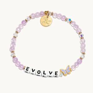BNWT Little Words Project “Evolve” White Beaded Butterfly Bracelet